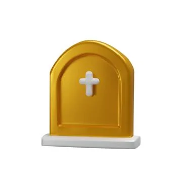 3D golden gravestone Stock Illustration