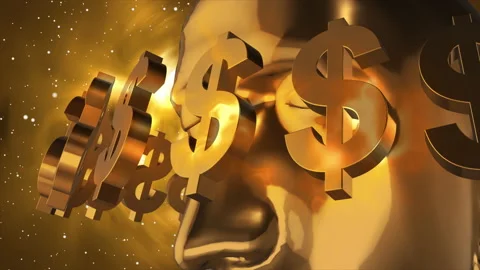 3D Golden human head with Dollar Symbol Stock Footage 220791814