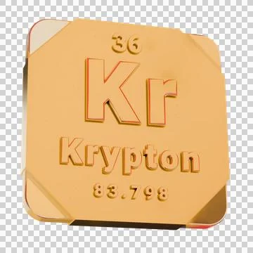 3D Golden Icon - Krypton (Kr) Element from Periodic Table Stock Illustration