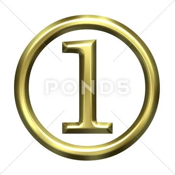 3D Golden Number 1 Stock Illustration