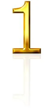 3d golden number 1 with reflection Stock Illustration