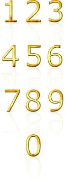 3d golden numbers with reflection Stock Illustration