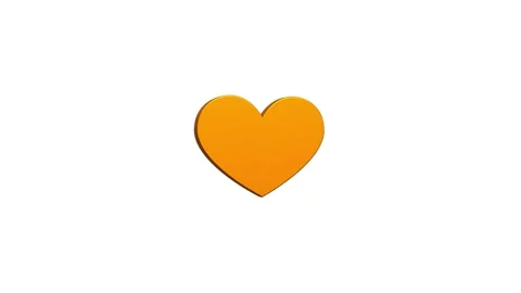 3d golden orange heart shape animation on white background. 4k motion graphics Stock Footage 341596141