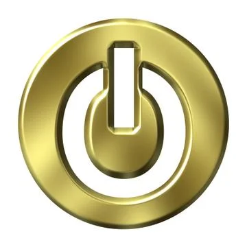 3D Golden Power Button Ilustração Stock