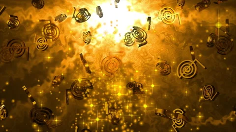 3D Golden Reiki Symbols Floating on Screen Stock Footage 166370930