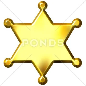 3D Golden Sheriff Badge Stock Illustration