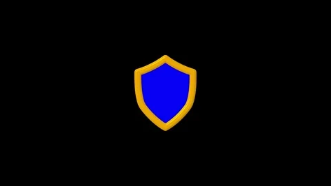 3d golden shield icon with blue core on black background for cyber security.. Stock-Footage 337363990