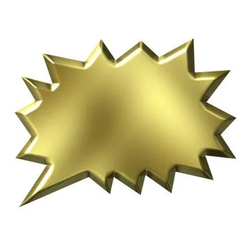 3D Golden Shout Bubble Stock Illustration