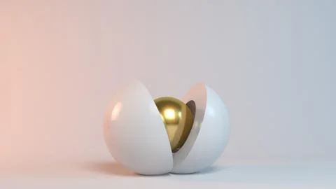 A 3d golden sphere is born from another Stock Illustration