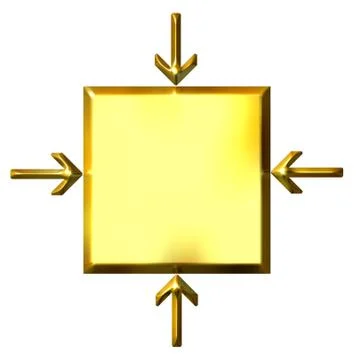 3d golden square with pointing arrows Stock Illustration
