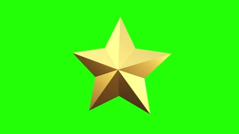 3D Golden Star 360 Rotating animation on green screen background. Video stock 323577458