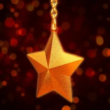 3d golden star with chains Stock Illustration