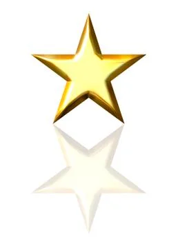 3d golden star with reflection Stock Illustration