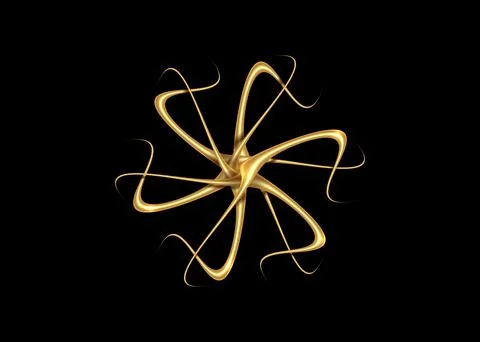 3D golden stylized tentacles shape logo template. Abstract gold sign Stock Illustration