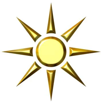 3D Golden Sun Stock Illustration