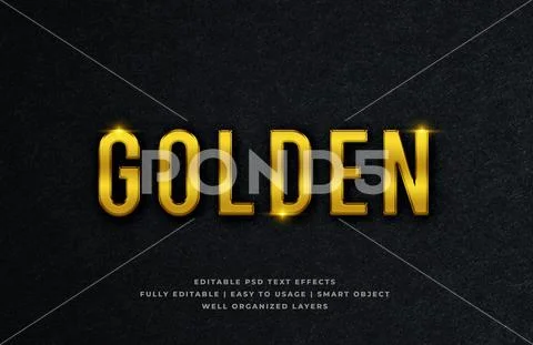 3d golden text style effect mockup - PSD Template PSD Template