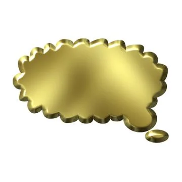 3D Golden Thought Bubble Stock Illustration