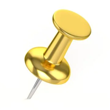 3D Golden Thumbtack Stock Illustration