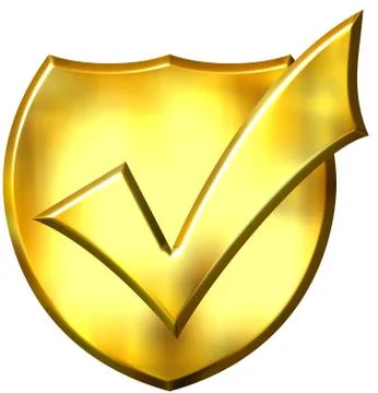 3D Golden Ticked Shield Stock Illustration