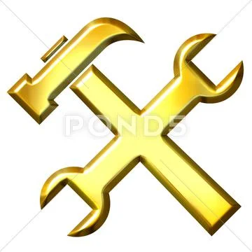 3D Golden Tools Stock Illustration