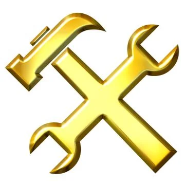 3D Golden Tools Stock Illustration