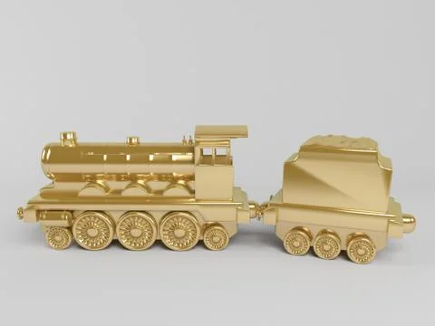 3d golden train Stock Illustration