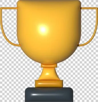 3D Golden Trophy with Black Base Stock Illustration