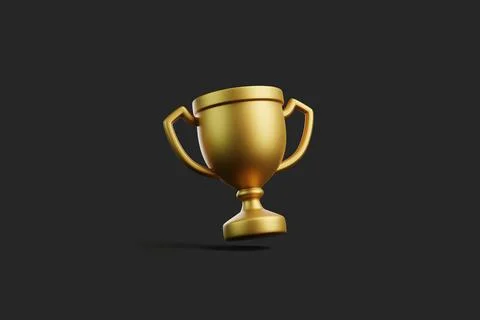3D golden trophy cup on dark background Stock Illustration