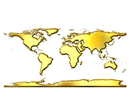 3D Golden World Map Stock Illustration