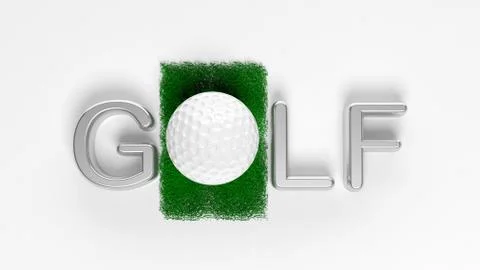 3D "Golf" text with ball for "O" isolated Illustrazione stock