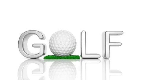3D "Golf" text with ball for "O" isolated Illustrazione stock