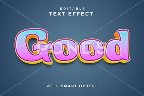 3D Good Text Effect Editable PSD Vector Colorful Pastel Comic Kids Font PSD Template