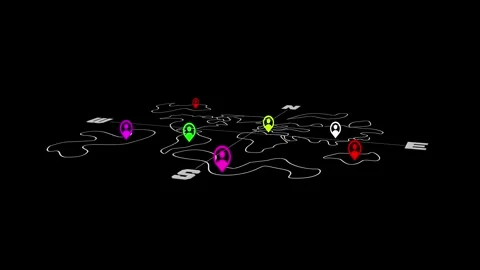 3D GPS Map Navigation with Location Pin Tracking Animation Video stock 310281623