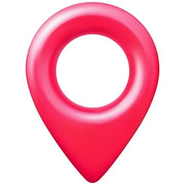 3D GPS navigation icon, map pin, bright pink, front view. イラスト素材