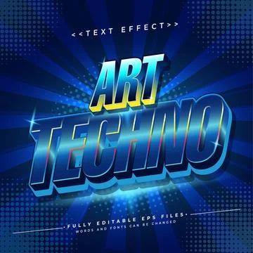 3d gradient art techno text effect Stock Illustration