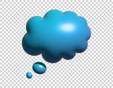 3D gradient blue thought bubble icon with small circles Stock Illustration
