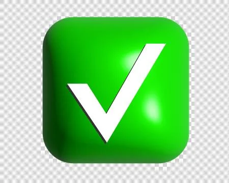 3D gradient bright green rounded square check mark shiny button icon Stock Illustration