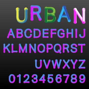3d gradient colors alphabet font template Stock Illustration