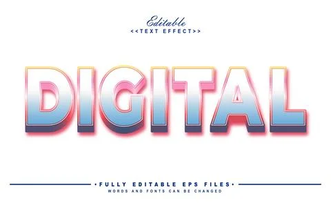 3d gradient digital  text effect Stock Illustration