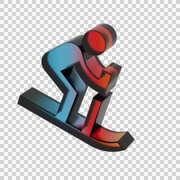 3D Gradient Downhill Skiing symbol Stock Illustration