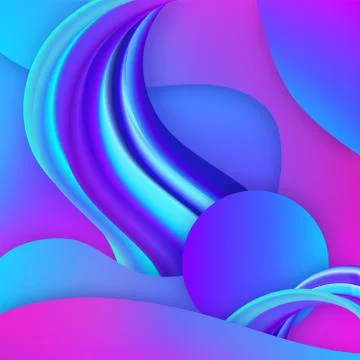 3D Gradient Fluid Geometric Elements. Stock Illustration