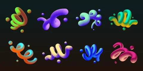 3d gradient lines. Abstract liquid shape. Color fluid swirl element or twisted Stock Illustration