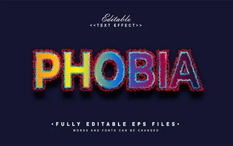 3d gradient phobia text effect Stock Illustration