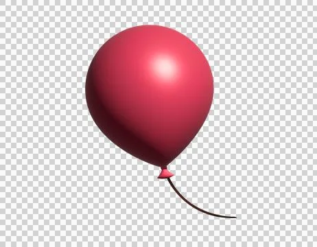 3D Gradient red air balloon on string icon Stock Illustration
