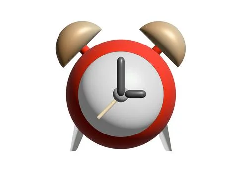 3D gradient red bedside alarm time clock icon with two bells Stock Illustration