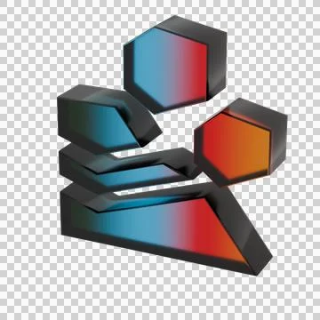 3D Gradient Rock symbol icons Stock Illustration