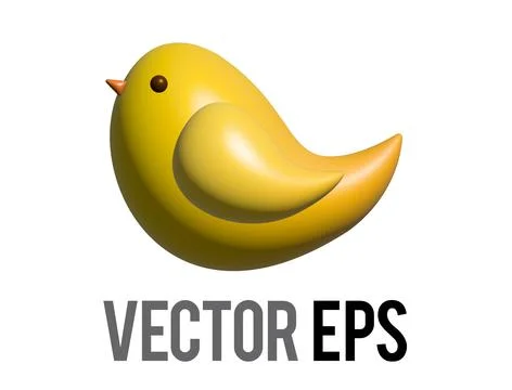 3D gradient yellow and orange cute baby bird icon Stock Illustration