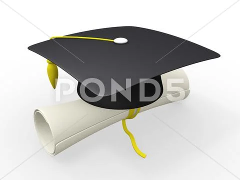 3d graduation cap and diploma Stock Illustration