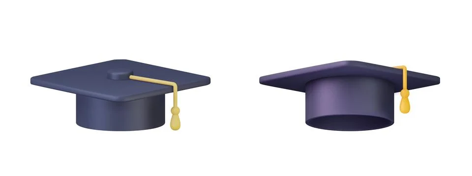 3d Graduation cap icon. Illustrazione stock
