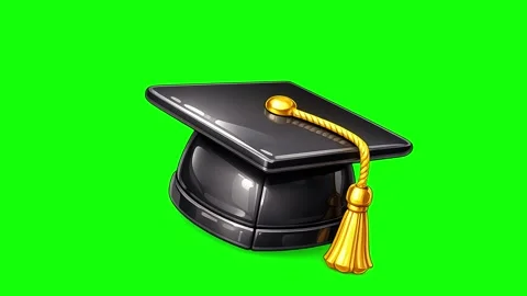 3D Graduation Cap Icon Rising Up on Green Screen Education Animation Stock Footage 339277635
